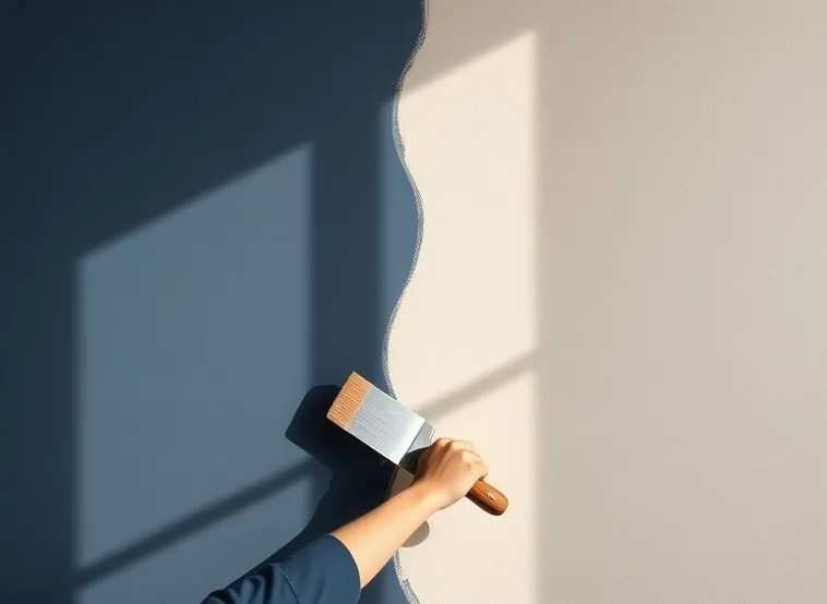 Application d'un enduit décoratif à la lisseuse sur un mur