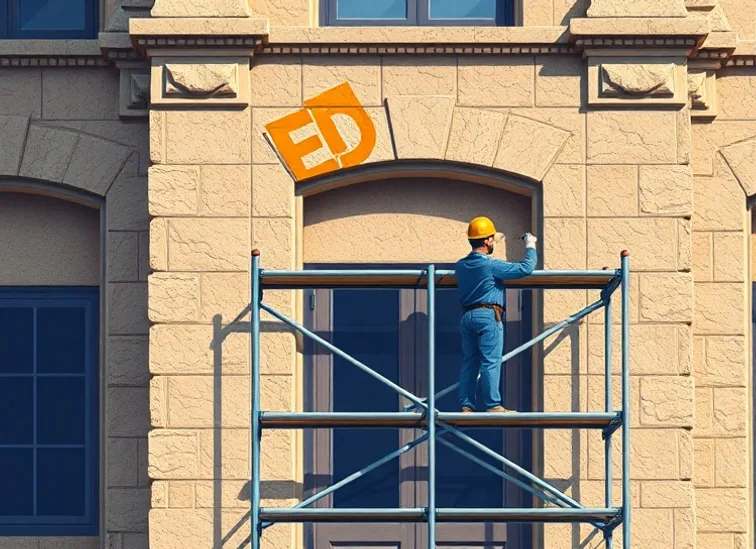 Ravalement de façade en pierre, nettoyage et application d'enduit